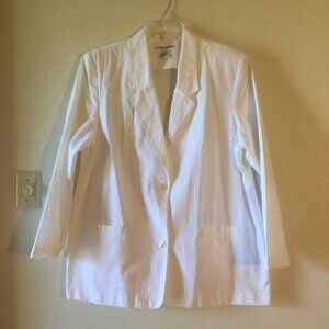 Vintage Alfred Dunner Suffragette White Cotton Blazer Size 18 Pockets Plus Size